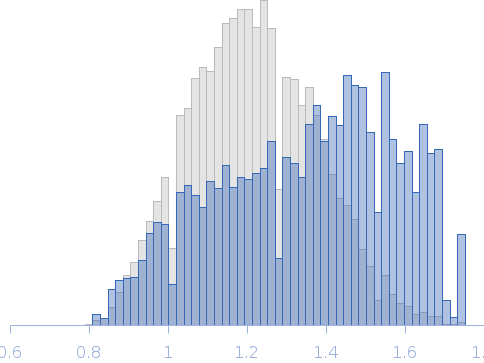 Segment S(26-45) of the Neurofilament low intrinsically disordered tail domain Rg histogram