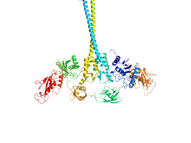 Ubiquitin-conjugating enzyme E2 N double mutant (C87K, K92A) Polyubiquitin-C Ubiquitin-conjugating enzyme E2 variant 2 E3 ubiquitin-protein ligase RNF8 mutant (L451D) MES-FOXS model