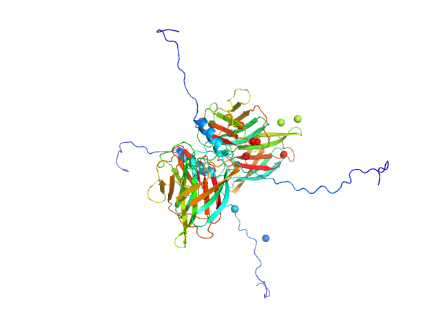 Conserved flagellar protein F Stator protein FlaG-V118K soluble domain MULTIFOXS model
